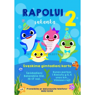 Kvietimai į temini "Baby shark" gimtadienį