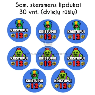 Personalizuoti apvalūs lipdukai "Brawl Stars" - 30 vnt