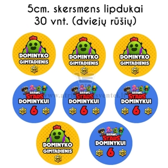 Personalizuoti lipdukai "Brawl Stars" - 30 vnt