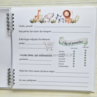 Nepersonalizuota palinkėjimų knyga "Džiunglių gyvūnai"