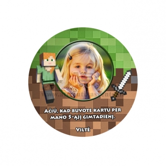Personalizuotas ženkliukas arba magnetukas "Minecraft"