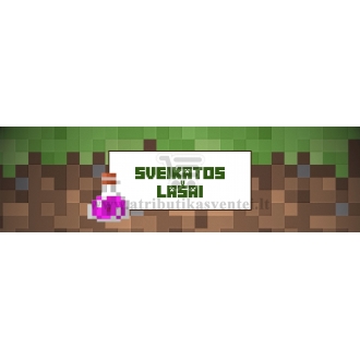 Minecraft gimtadienio etiketė "Sveikatos lašai"