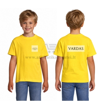Mažas paveiksliukas priekyje + didelis vardas nugaroje