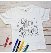 Marškinėliai spalvinimui "Traktorius"