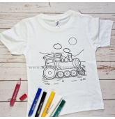 Marškinėliai spalvinimui "Traukinys"