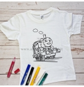 Marškinėliai spalvinimui "Traukinukas Tomas"
