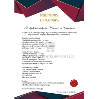 Diplomas Rubininių vestuvių metinėms