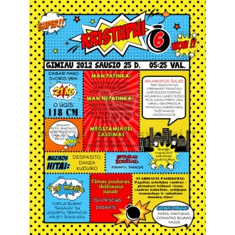 Gimtadienio metraštis Superherojų tema-geltonas