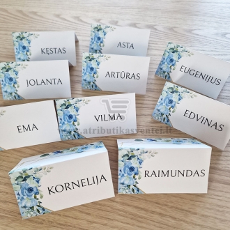 Stalo kortelės "Mėlynos gėlės"