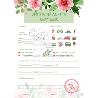 Nepersonalizuota vestuvinė anketa svečiams "Gėlės"