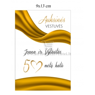 Auksinių vestuvių vyno etiketė (VMAUK-09)
