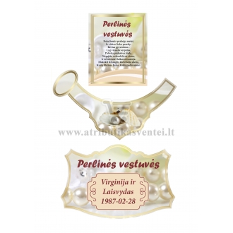 Perlinių vestuvių šampano etiketė (VMPERL-08)