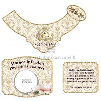 Popierinių vestuvių šampano etiketė (VMPOP-04)