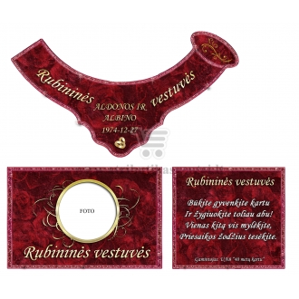 Rubininių vestuvių šampano etiketė (VMRUB-07)