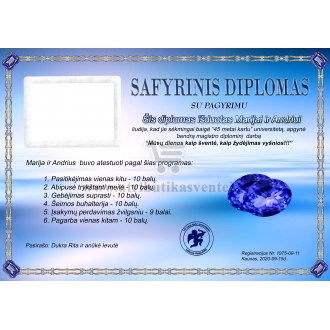 Safyrinių vestuvių diplomas (VMSAF-01)