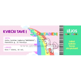 Kvietimas - bilietas "Vienaragis"