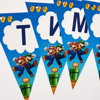 Popierinė vėliavėlių girlianda "Super Mario"