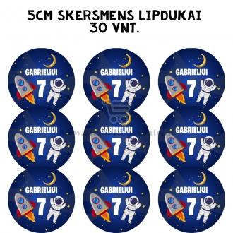 Personalizuoti lipdukai Kosmoso tema - 30 vnt