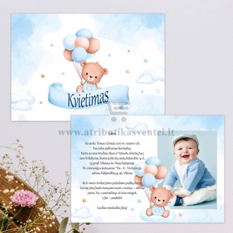 Krikštynų kvietimai "Meškiukas"