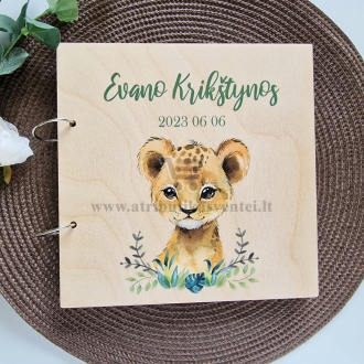 Personalizuota krikštynų palinkėjimų knyga "Liūtukas"
