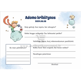 Krikštynų žaidimų kortelės "Mažasis princas"