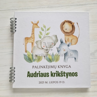 Palinkėjimų knyga krikštynoms "Džiunglių gyvūnai"