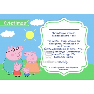 Gimtadienio kvietimai "Peppa pig" tema
