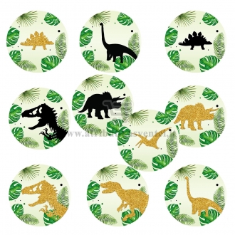 Apvalūs lipdukai "Dinozaurai" - 10 vnt