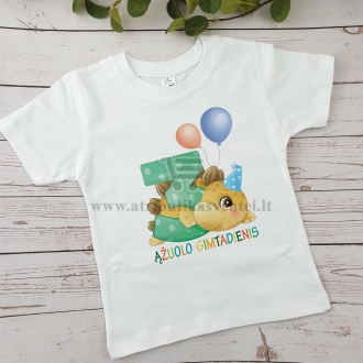 Trečiojo gimtadienio marškinėliai - Dinozauras