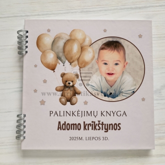 Krikštynų palinkėjimų knyga "Rudas meškiukas"
