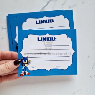 Palinkėjimų kortelė – Ežiuko Soniko tema