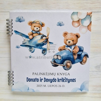 Krikštynų palinkėjimų knyga dviem berniukams