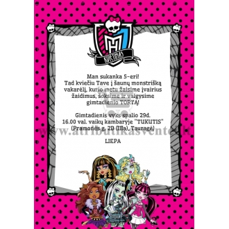 Kvietimai "Monster High"