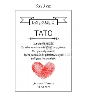 Vyno etiketė, padėka tėčiui (lenkų kalba)