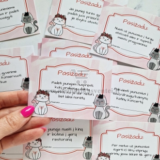 Personalizuotos vestuvių pasižadėjimų kortelės "Kačiukai"